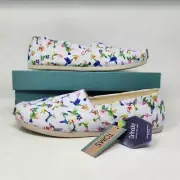 New women's 12 Toms Alpargata Hummingbirds Print cloud grey slip on shoes flats