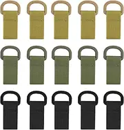 15 PCS Tactical Backpack Buckle, Water Bottle Key Holder for Military D Ring Adapter Nylon Strap Backpack with String Straps, Webbing Clips Key Ring Accessories for Backpack