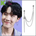 韓國ASMAMA正品 防彈少年團 BTS JHOPE 號錫 同款方塊直桿吊墜雙鏈耳環／耳夾耳環