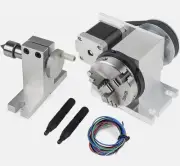 CNC Router Rotary Axis Rotation A 4th Axis 65mm 3-jaw Lathe Chuck+Tailstock