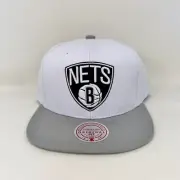 Mitchell & Ness Brooklyn Nets Snapback Hat Cap White Gray