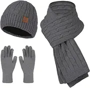 [Generic] Gloves Scarf Women New Knitted Hat Scarf Gloves Women's Fleece Cold Proof Warm Keeping Three Piece Set Scarf Gloves Hat Set for Teen Girls