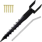 Furnishh No Dig Ground Anchor - 27" U Model Post Stake for Mailbox and Fence Posts, Black