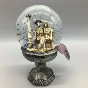 Skeleton Bride Groom Water Snow Globe Wedding Lamp Post Skulls Halloween Decor