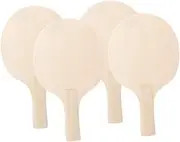 LALAFINA DIY Table Tennis Rackets 4 Pcs Blanks Unpainted Rackets for Kids Adults Paintable Wooden Paddle Craft Table Tennis Toys