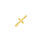 9ct Gold 16mm Diamond-cut Flute Cross Pendant