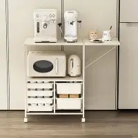 在飛比找Yahoo!奇摩拍賣優惠-【好康】廚房微波爐置物架咖啡機擺放臺移動餐櫃小寶寶餵養臺收納