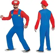 Disguise Mens Mario Costume, Official Nintendo Super Mario Bros Adult Costume with Hat and Mustache