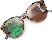 Amorays Cat Eyes Progressive Multifocal Reading Sunglasses UV Protection Anti Blue RaysTrifocal Sun Readers for Women