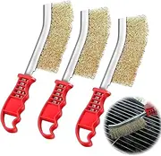 Brass Brush Grill, Pack of 3 Grill Brush, Brass, Wire Brush, Brass, Small Wire Brushes with Bristles Made of Stainless Steel Brass and Nylon, for Cleaning Welding Slag and Rust and Grill Residues