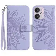 HT04 For Xiaomi Redmi 13C 4G/5G/Poco C65 4G Case with Wrist Strap Sunflower Phone Wallet Cover