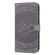 For Huawei Y7 2019 Pressed Printing Pattern Horizontal Flip PU Leather Case with Holder & Card Slots & Wallet & & Lanyard(Gray)
