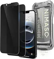 NIMASO for iPhone 16e Screen Protector iPhone 13/iPhone 13 Pro/iPhone 14 Screen Protector, 2 Pack Privacy Tempered Glass, Anti-Spy, Automatic Dust Removal, Instant Installation (6.1 inches)