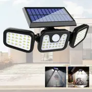 3 Head 74 Led Solar Powered Motion Sensor Light Outdoor Security Flood Lamp