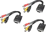 uxcell VGA to RCA Cable, 3RCA + S-Video Adapter VGA Cable for TV PC Computer, Pack of 3