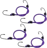 SQUDYO Set of 4 Mini Bungee Cords with Hooks for Outdoor Use, Purple 30cm