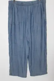 Alfred Dunner Womens Blue Lyocell Crop Pull On Pants 14 NWT