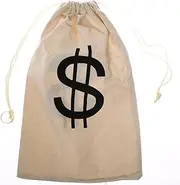 Large $ Money Drawstring Bag, Black