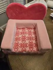American Girl Doll Pink Heart Sit and Snooze Fold Out Sofa Bed