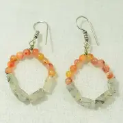 Red Chalcedony Fancy Beads Stone Teardrop Shape Drop Dangle Post Earrings