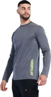 Caterpillar Equipment 50 UPF Coolmax Long Sleeve T-Shirt Eclipse Heather sz LRG