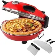 Fayelong Electric Pizza Oven, 1200W Pizza Oven with Stone Base 31CM Non Stick Pan,Max 420°C Heat,Cutter & Pizza Paddles Portable Table Top Pizza Maker (Red)