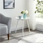 Eknitey Round End Table, Side White Metal , Small Coffee , Nightstand Home Decor