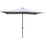 Unbranded Market Umbrella Steel Rectangular Solar Led Tilt LightGray Push Button
