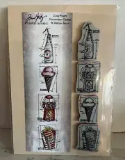 Tim Holtz Mini Blueprints Strip Cling Stamps 3"X10" Soda Pop