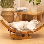 Agility 59X30X24CM Rocking Bed Cat Scratching Board， Corrugated Paper Wooden Cat Bed Cat Scratching Board All-in-One，Claw Sharpeners Condo Furniture Protector for Cats & Kittens