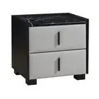 Spring Side Table With Marble Look Top - Oat White