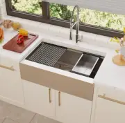 33" Undermount Workstation Kitchen Sink Farmhouse Single Bowl 304 Stainles Steel