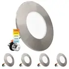 Luxrite 3-4 Inch LED Ceiling Light 5CCT 650LM J-Box or 4 Inch Can Nickel 4-Pack