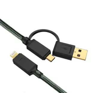 【UniSync】Type-C/USB to Lightning 二合一60W大功率急速快充傳輸線 綠