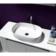 New Solid Surface Basin Marble Stone Above Counter Oval Matt White Lila SI-M20