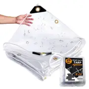 8×10ft Clear Tarp with Grommets 20 Mil Vinyl Tarpaulin Heavy Duty Waterproof ...