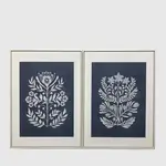 [OneWorld Collection] Flowers Blue Motif Framed Wall Art 60x80cm Set 2