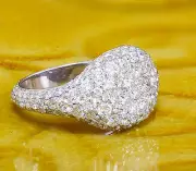 18K White Gold Round Cut Diamond Ring Eternity Style Pinky Micro Pave 2.00ctw