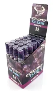 Box of 24 Cyclone Grape Clear Pre-Rolled Cones Cigarette Flavoured Tips Papers