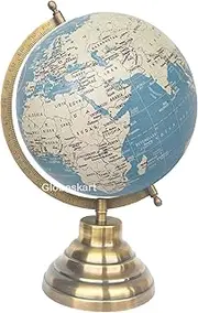 Educational/Antique Globe with Brass Antique Arc and Base/World Globe/Home Decor/Office Decor/Gift Item / 8 inches (Blue Cream)