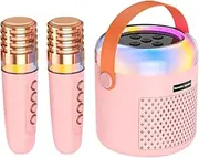 Uoqpty Wireless Karaoke Speaker - Speaker Machine with 2 Wireless Microphones | Wireless Family Karaoke Machines for Kids, Friends, Family