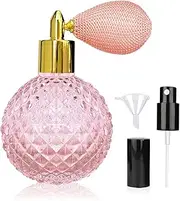 LINALL Perfume Bottle Vintage Atomizer Spray Bottle 3.4oz Empty Refillable Perfume Atomizer Glass Bottle Great for Home Decoration Cocktail Pink
