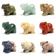 Natural Carved Elephant Animal Crystal Healing Stones Figurine Gemstone Reiki