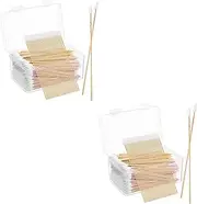 OHPHCALL 2sets Cotton Tipped Applicators for Makeup Ear Cleaning Precision Tip Nail Cleaner Gentle on Delicate Surfaces 100 Count Pack 500pcs*2