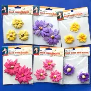 NEW Lot 6 pks Mrs. Lee's Handmade FLOWERS Pink Yellow Purple Blossoms