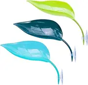 Suction Cup Frog Plant, 3-Piece Reptile Decorations, ABS Tank Leaf with Suction Cup, Turtle Terrace Basking Accessory, Realistic Look for Geckos, Lizards, Amphibians, Terrarium Decor, 18.5x7.2cm