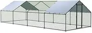 LUXI Upgraded-Durable Chicken Run Coop Large Rabbit Hutch with Waterproof anti-UV Cover for Ducks and Small Poultry, Hot-dip Galvanized & Plastic Coating Steel Hen House for Outdoor,Farm-300x800x200cm