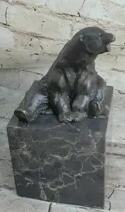 Amazing animal bronze sculpture - Polar bear a Brown Marble Base Sculpture Decor
