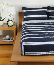 Super King Hudson Stripe Comforter Navy Blue