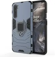 Compatible with OnePlus Nord, OnePlus Z Case, Metal Ring Grip Kickstand Shockproof Hard Bumper (Works with Magnetic Car Mount) Dual Layer Rugged Cover (Navy Blue)